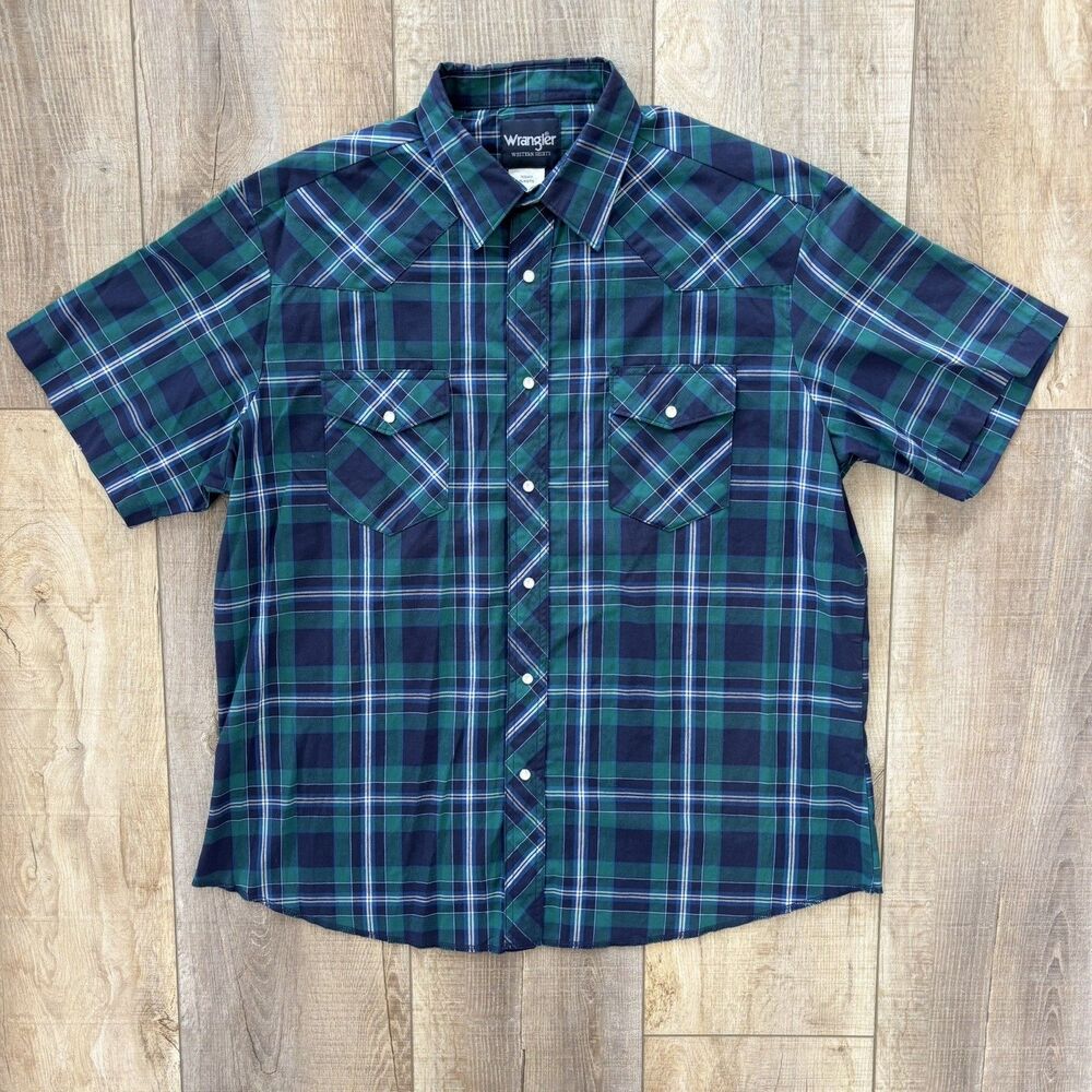 Wrangler Mens Pearl Snap Western Shirt Size XL Rodeo Cowboy Ranch Festival Plaid